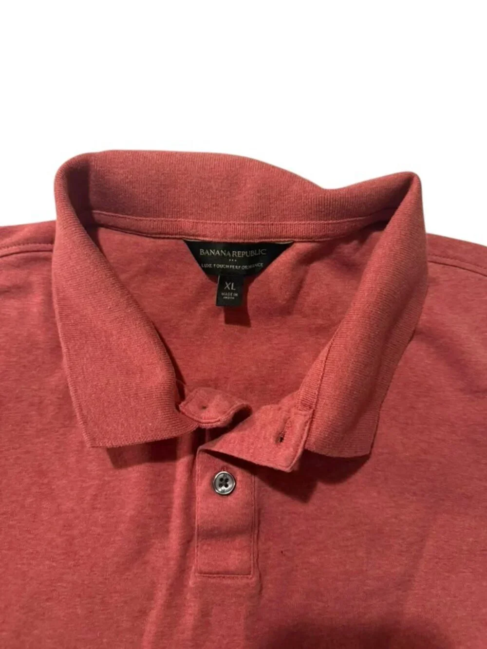 Banana Republic Men's Polo Shirt XL Salmon Pink Cotton Short Sleeve Classic
